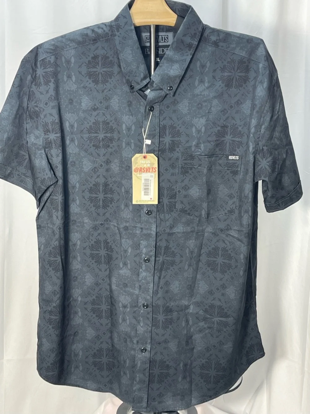 RSVLTS Bayside Cult Album button down in Charcoal. Nick Ghanbarian collab - Picture 1 of 9